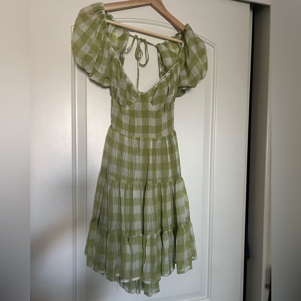 Green Checkered Princess Polly Dress